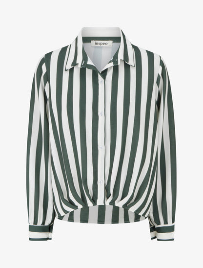 Blouse style chemise à rayures - Kaki foncé - 1