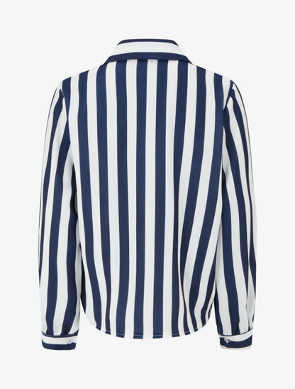 Blouse style chemise à rayures - Marine - 2