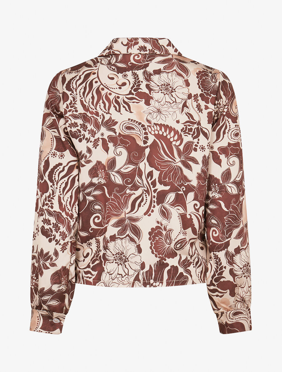 Chemise fluide à nouer imprimé fleuri - Marron - 2