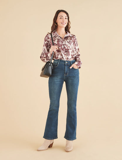 Chemise fluide à nouer imprimé fleuri - Marron - 4