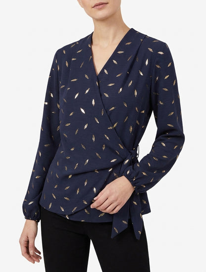 Top style portefeuille à plumes irisées - Marine