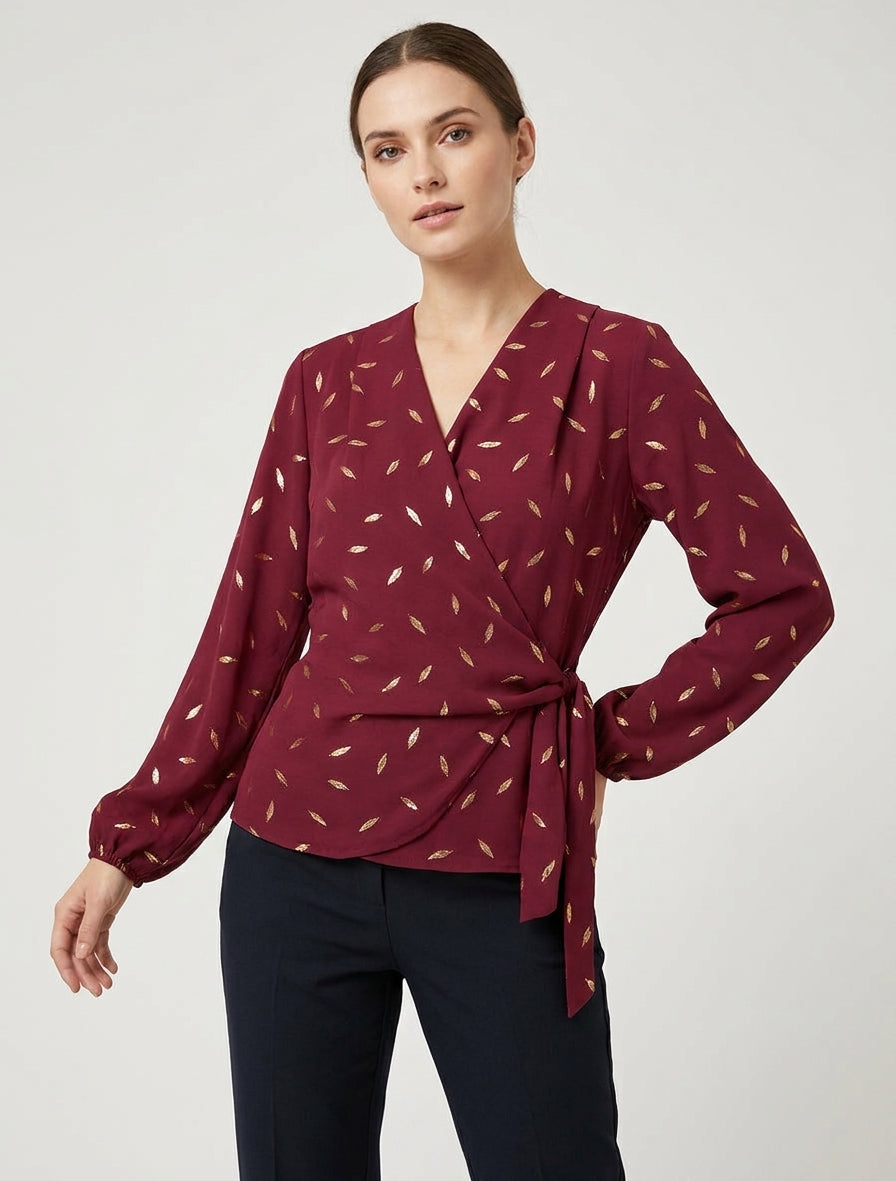 Top style portefeuille à plumes irisées - Bordeaux