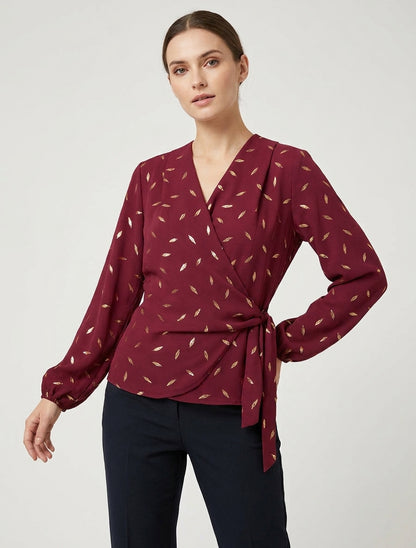 Top style portefeuille à plumes irisées - Bordeaux