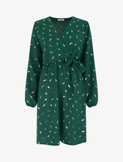 Robe élastiquée à plumes irisées - Vert sapin - 1
