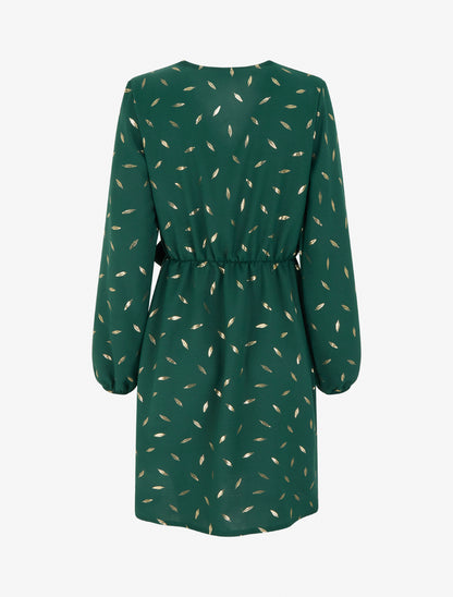 Robe élastiquée à plumes irisées - Vert sapin - 2