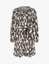 Robe satinée à manches longues et imprimé graphique - Kaki - 1