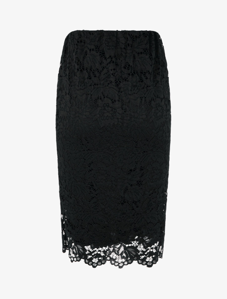 Jupe crayon en dentelle à taille haute - Noir - 2