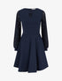 Robe patineuse à manches longues en dentelle - Marine - 1