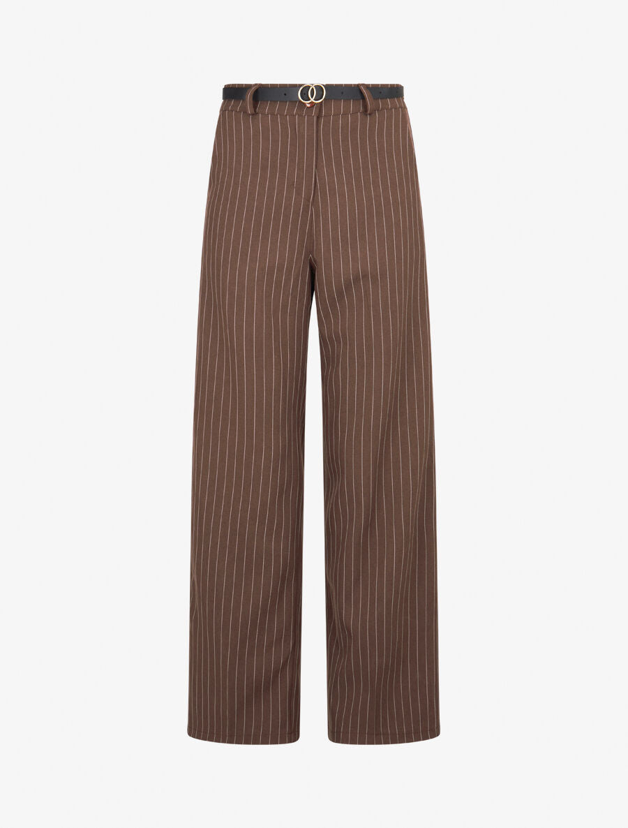 Pantalon de tailleur à fines rayures - Marron - 1