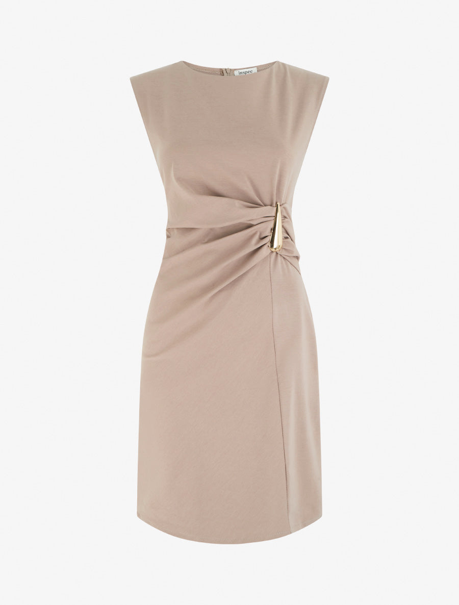Robe sans manches effet drapé - Taupe - 1