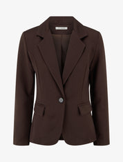 Blazer uni à col cranté - Marron - 1