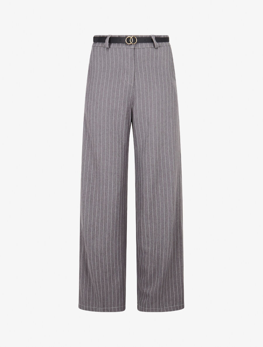 Pantalon de tailleur à fines rayures - Gris - 1