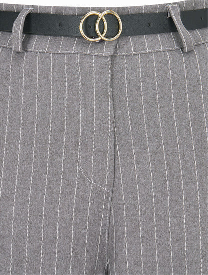Pantalon de tailleur à fines rayures - Gris - 3