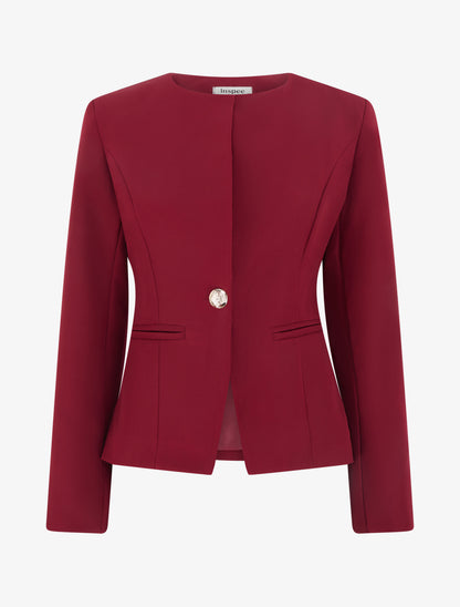 Veste un bouton à épaulettes et col rond - Bordeaux - 1