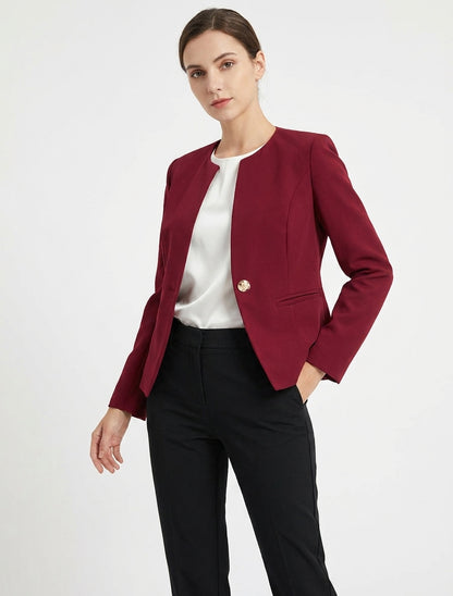 Veste un bouton à épaulettes et col rond - Bordeaux