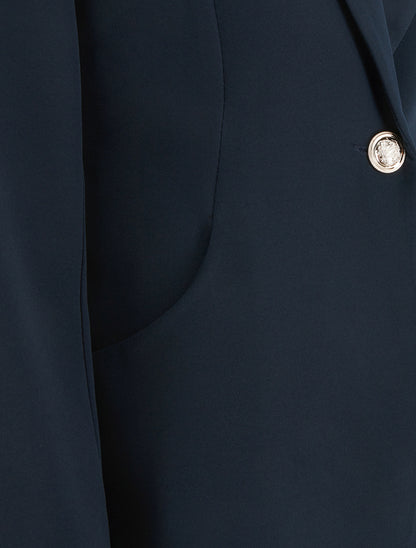 Blazer cintré à un bouton et épaulettes - Marine - 3
