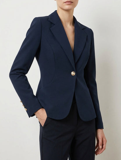 Blazer cintré à un bouton et épaulettes - Marine