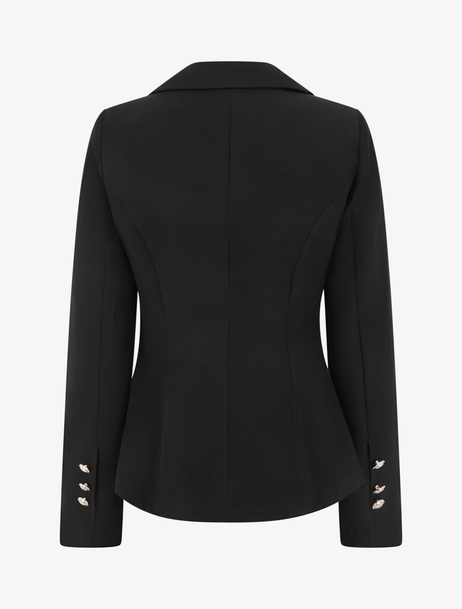 Blazer cintré à un bouton et épaulettes - Noir - 2