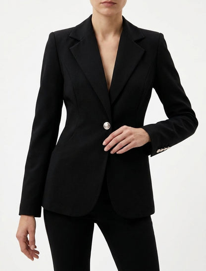 Blazer cintré à un bouton et épaulettes - Noir