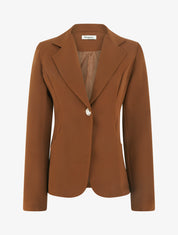 Blazer cintré à un bouton et épaulettes - Camel - 1