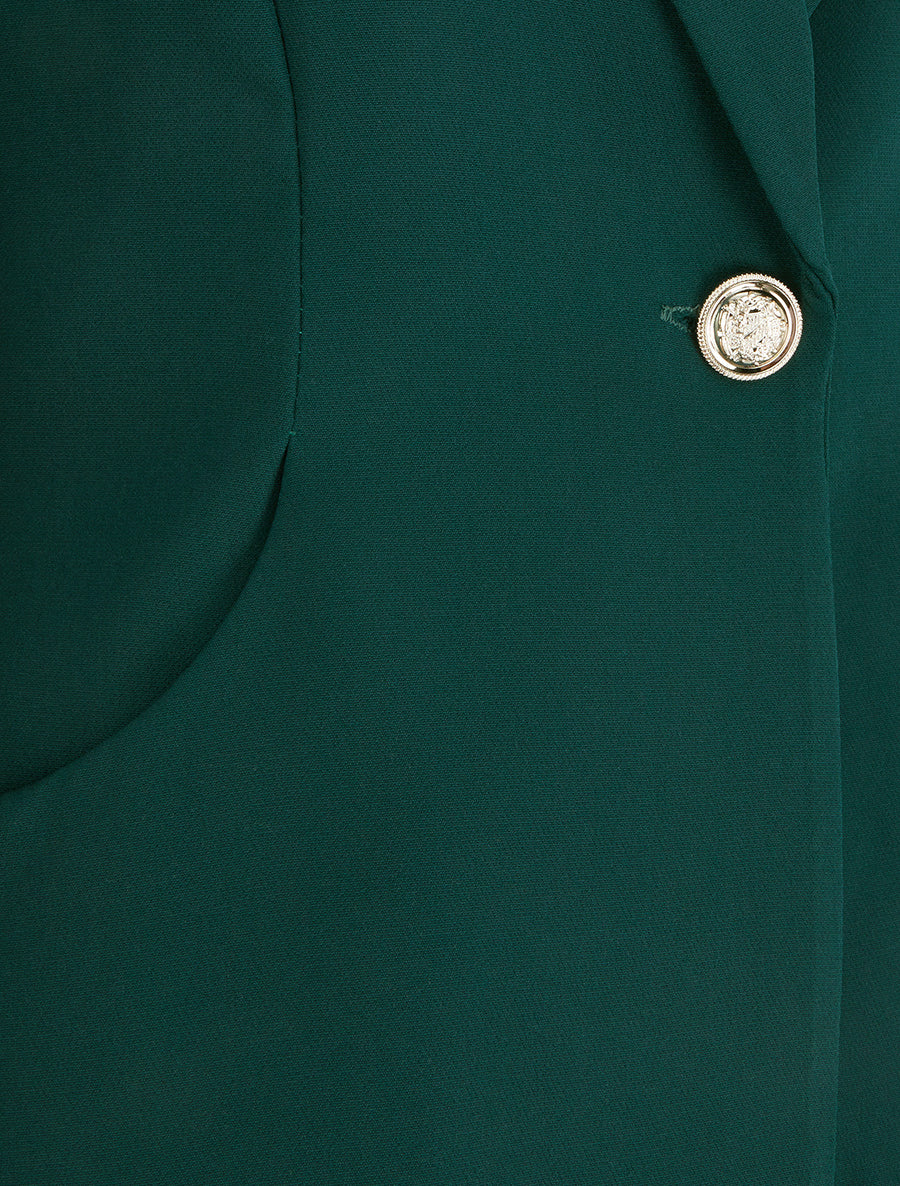 Blazer cintré à un bouton et épaulettes - Vert foncé - 3