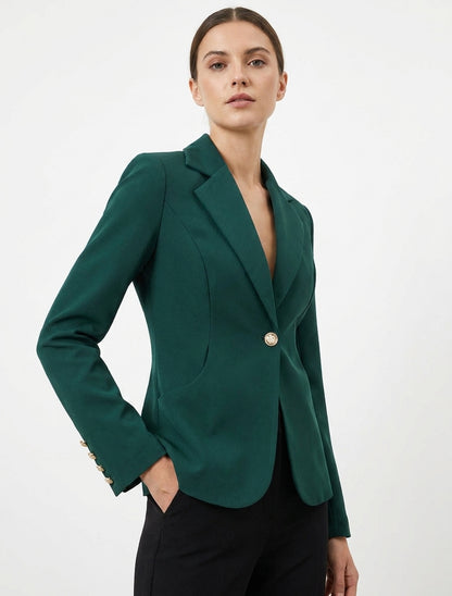 Blazer cintré à un bouton et épaulettes - Vert foncé