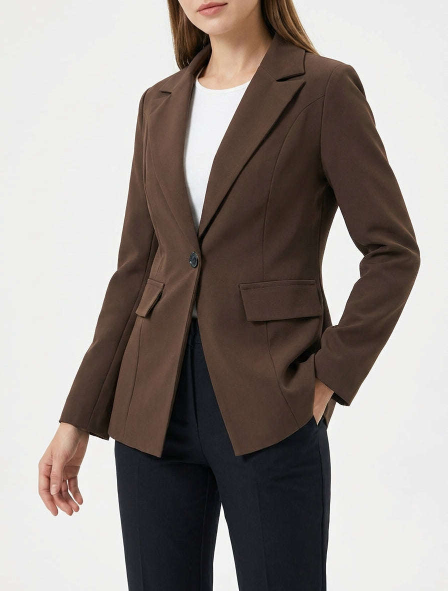 Blazer basique à épaulettes - Marron