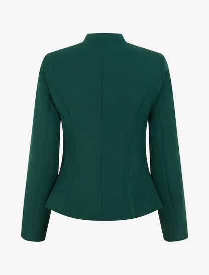 Veste cintrée à épaulettes et zip - Vert foncé - 2