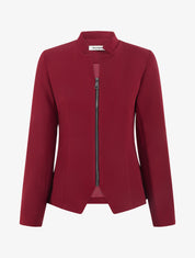 Veste cintrée à épaulettes et zip - Lie de vin - 1
