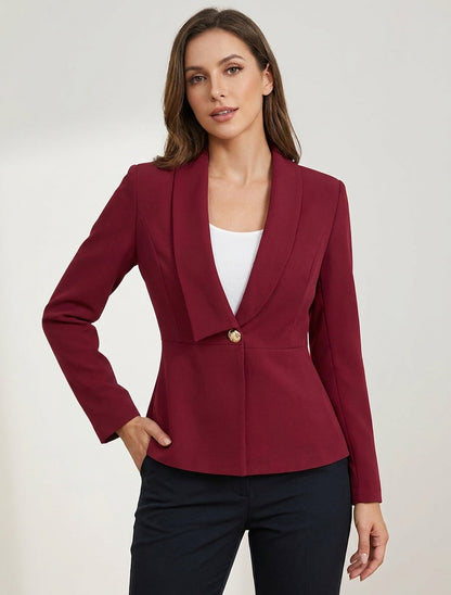 Blazer uni à col droit stylisé - Bordeaux
