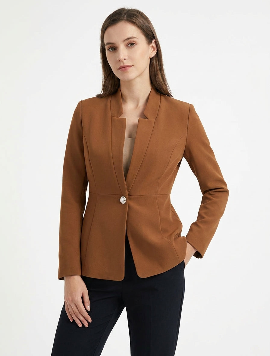 Blazer uni à fermeture boutonné - Camel
