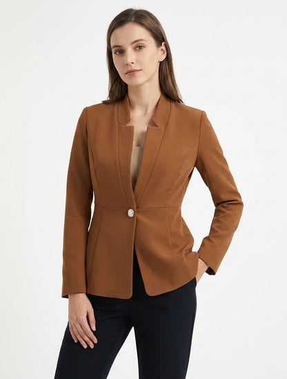 Blazer uni à fermeture boutonné - Camel