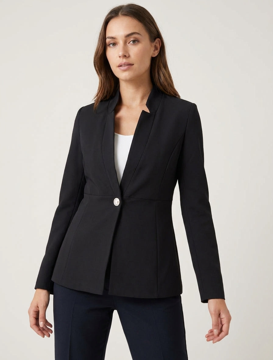 Blazer uni à fermeture boutonné - Noir