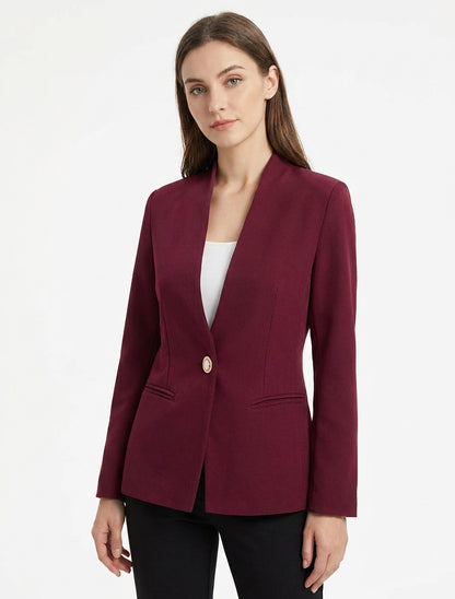 Blazer uni à col droit - Lie de vin