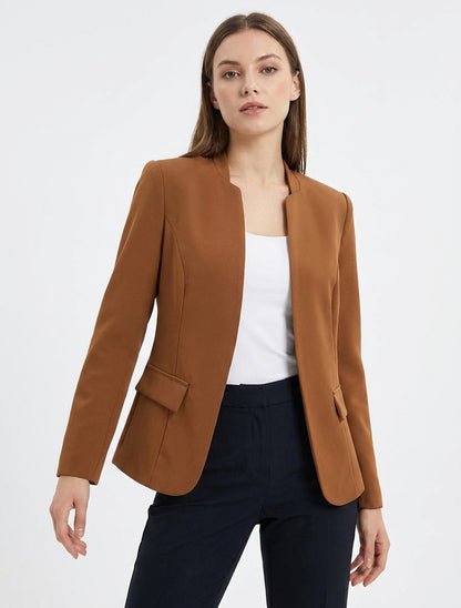 Veste droite à épaulettes - Camel