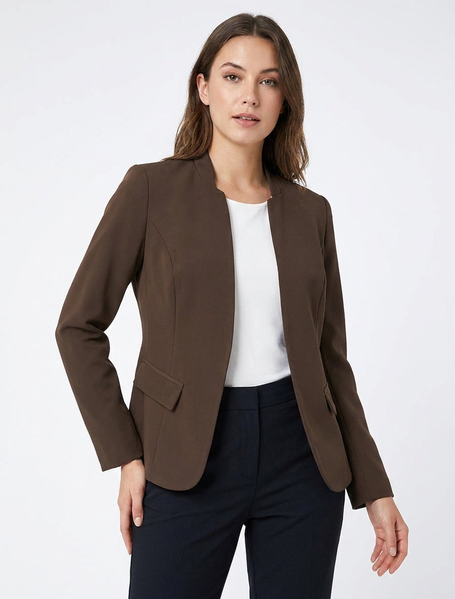 Veste droite à épaulettes - Marron