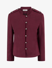 Veste en suédine boutonnée style officier - Lie de vin - 1