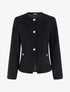 Veste en suédine boutonnée à col rond - Noir - 1