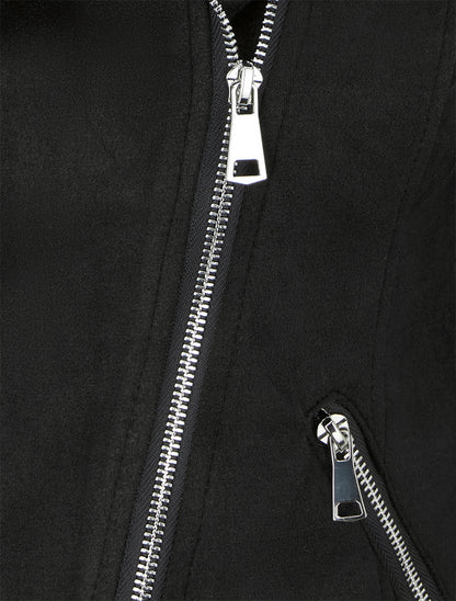 Veste style perfecto en suédine - Noir - 3