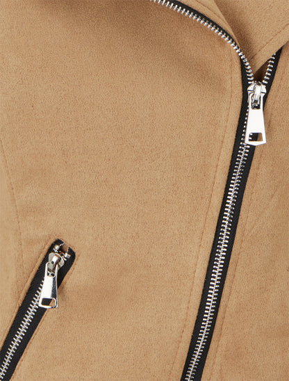Veste style perfecto en suédine - Beige foncé - 3