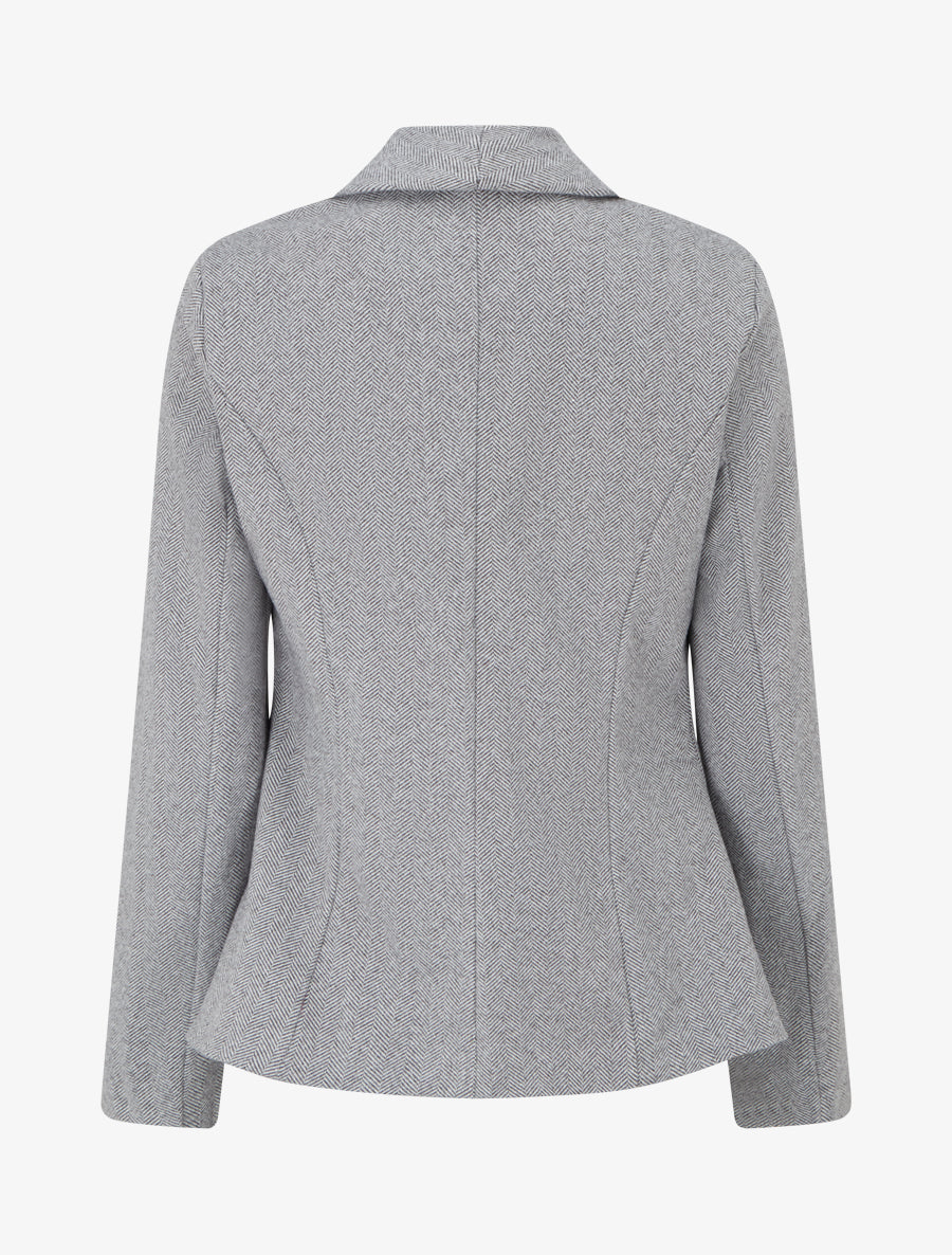 Blazer ouvert en feutrine motif chevron - Gris - 2