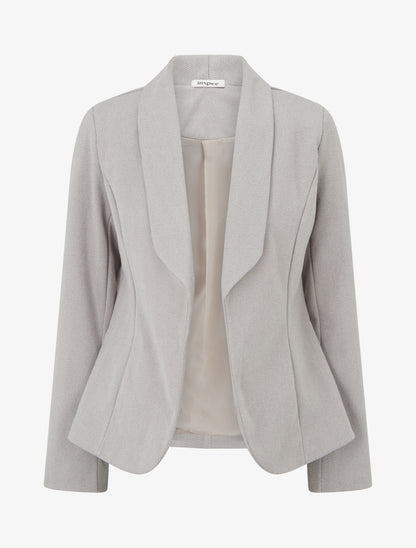 Blazer ouvert en feutrine motif chevron - Beige - 1