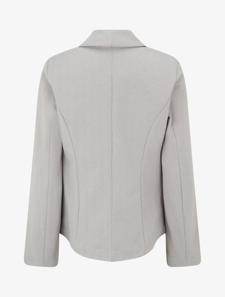 Blazer ouvert en feutrine motif chevron - Beige - 2