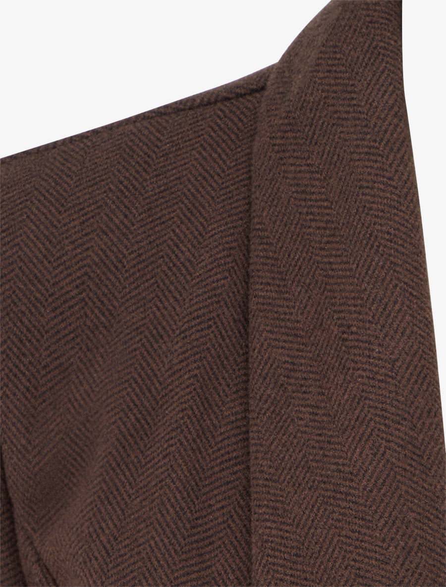 Blazer ouvert en feutrine motif chevron - Marron - 3