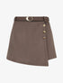 Jupe-short suédine à boutons décoratifs - Marron - 1