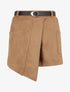 Short suédine style jupe à poches plaquées - Camel - 1