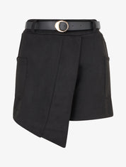 Short suédine style jupe à poches plaquées - Noir - 1