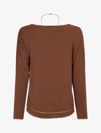 Pull fin à bords irisés - Camel - 2