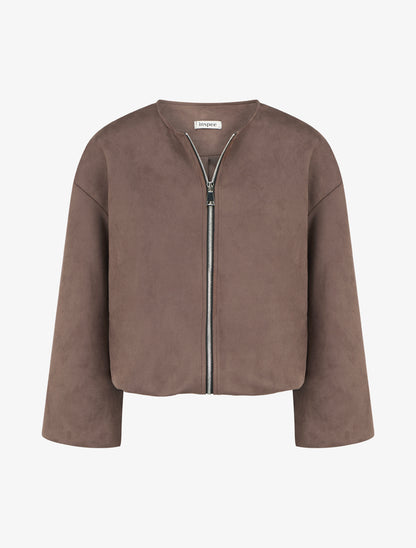 Veste en suédine style bomber coupe oversize - Marron - 1