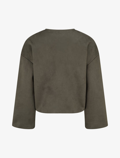 Veste en suédine style bomber coupe oversize - Kaki - 2